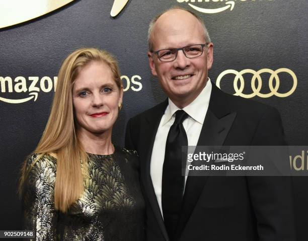 Vice President, Amazon Entertainment PR Craig Berman and guest arrive at the Amazon Studios Golden Globes Celebration at The Beverly Hilton Hotel on...