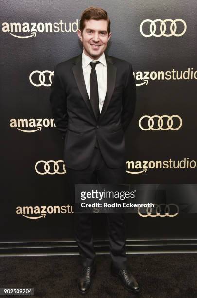 Actor Joel Johnstone arrives at the Amazon Studios Golden Globes Celebration at The Beverly Hilton Hotel on January 7, 2018 in Beverly Hills,...