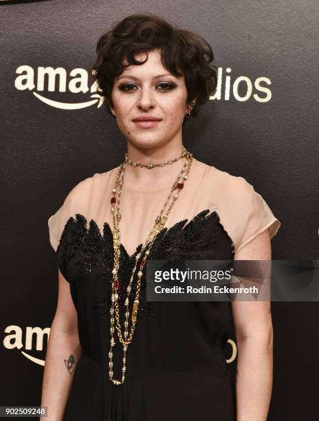 Alia Shawkat arrives at the Amazon Studios Golden Globes Celebration at The Beverly Hilton Hotel on January 7, 2018 in Beverly Hills, California.