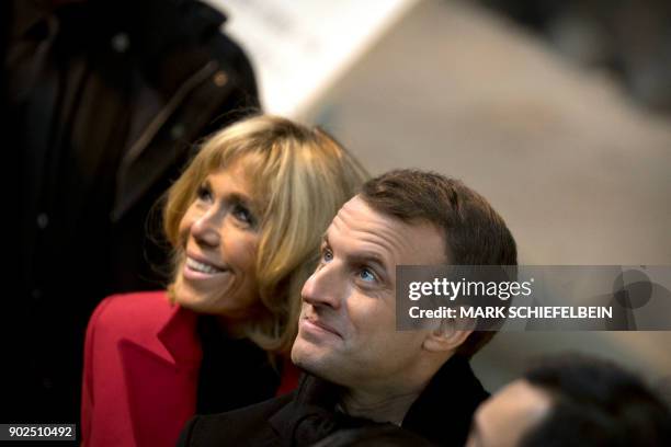 French President Emmanuel Macron and his wife Brigitte Macron visit the Museum of Terracotta Warriors and Horses of Emperor Qin Shihuang in Xian, in...