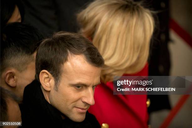 French President Emmanuel Macron and his wife Brigitte Macron visit the Museum of Terracotta Warriors and Horses of Emperor Qin Shihuang in Xian, in...