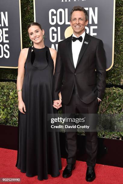 Alexi Ashe and Seth Meyers attend the 75th Annual Golden Globe Awards - Arrivals at The Beverly Hilton Hotel on January 7, 2018 in Beverly Hills,...