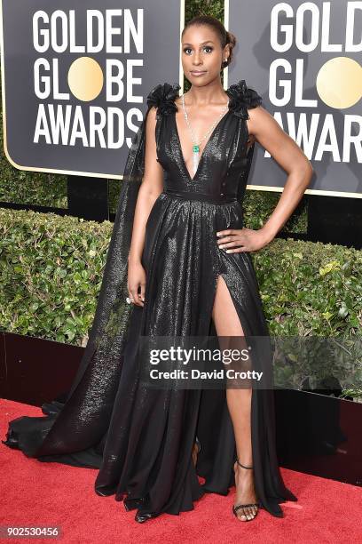 Issa Rae attends the 75th Annual Golden Globe Awards - Arrivals at The Beverly Hilton Hotel on January 7, 2018 in Beverly Hills, California.