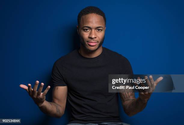 Footballer Raheem Sterling is photographed for the Sunday Times on December 4, 2017 in Manchester, England.