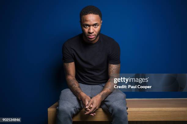 Footballer Raheem Sterling is photographed for the Sunday Times on December 4, 2017 in Manchester, England.