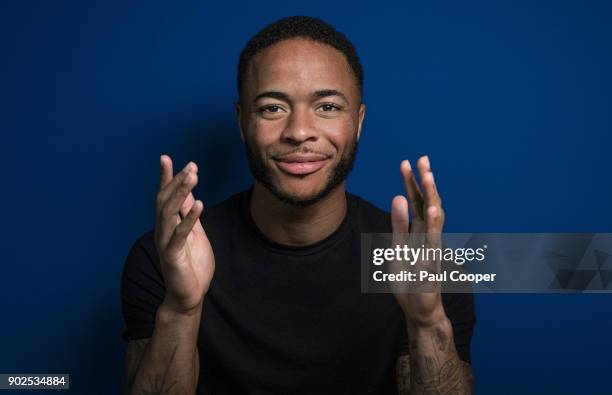 Footballer Raheem Sterling is photographed for the Sunday Times on December 4, 2017 in Manchester, England.