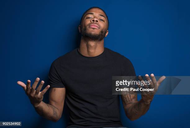 Footballer Raheem Sterling is photographed for the Sunday Times on December 4, 2017 in Manchester, England.