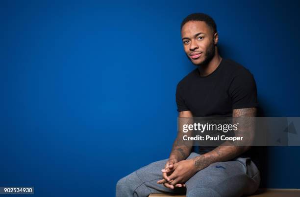 Footballer Raheem Sterling is photographed for the Sunday Times on December 4, 2017 in Manchester, England.