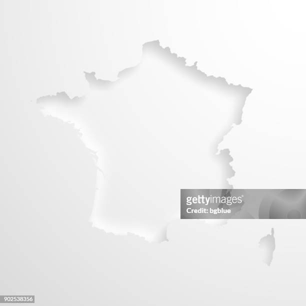 france map with embossed paper effect on blank background - 3d french stock illustrations