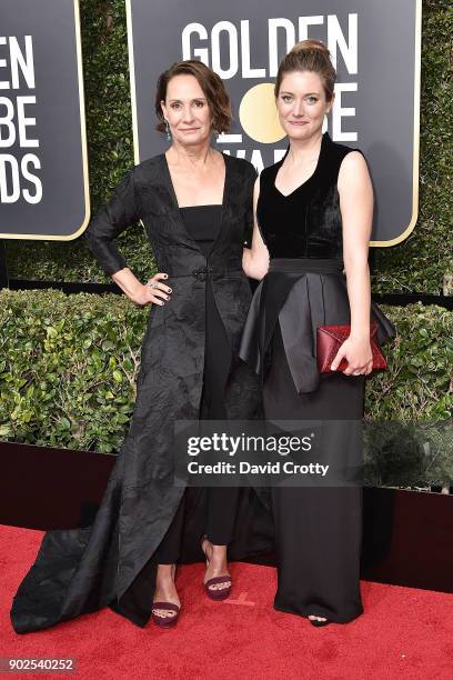 Laurie Metcalf and Zoe Perry attend the 75th Annual Golden Globe Awards - Arrivals at The Beverly Hilton Hotel on January 7, 2018 in Beverly Hills,...