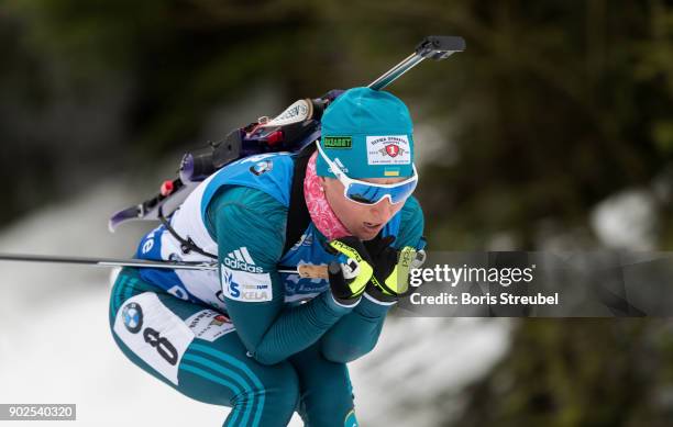 Vita Semerenko of Ukraine competes during the 7.5 km IBU World Cup Biathlon Oberhof women's Sprint on January 4, 2018 in Oberhof, Germany.