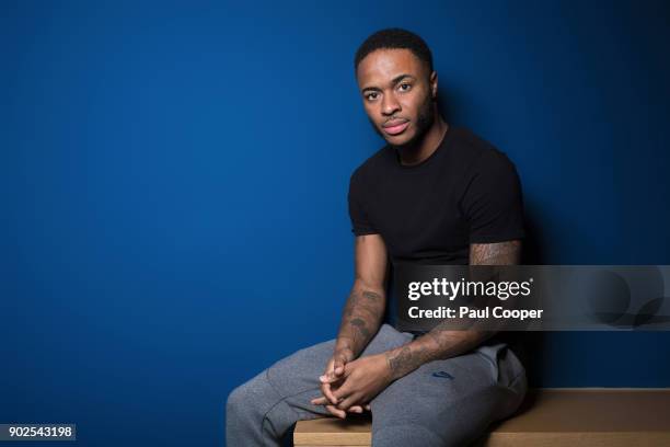 Footballer Raheem Sterling is photographed for the Sunday Times on December 4, 2017 in Manchester, England.