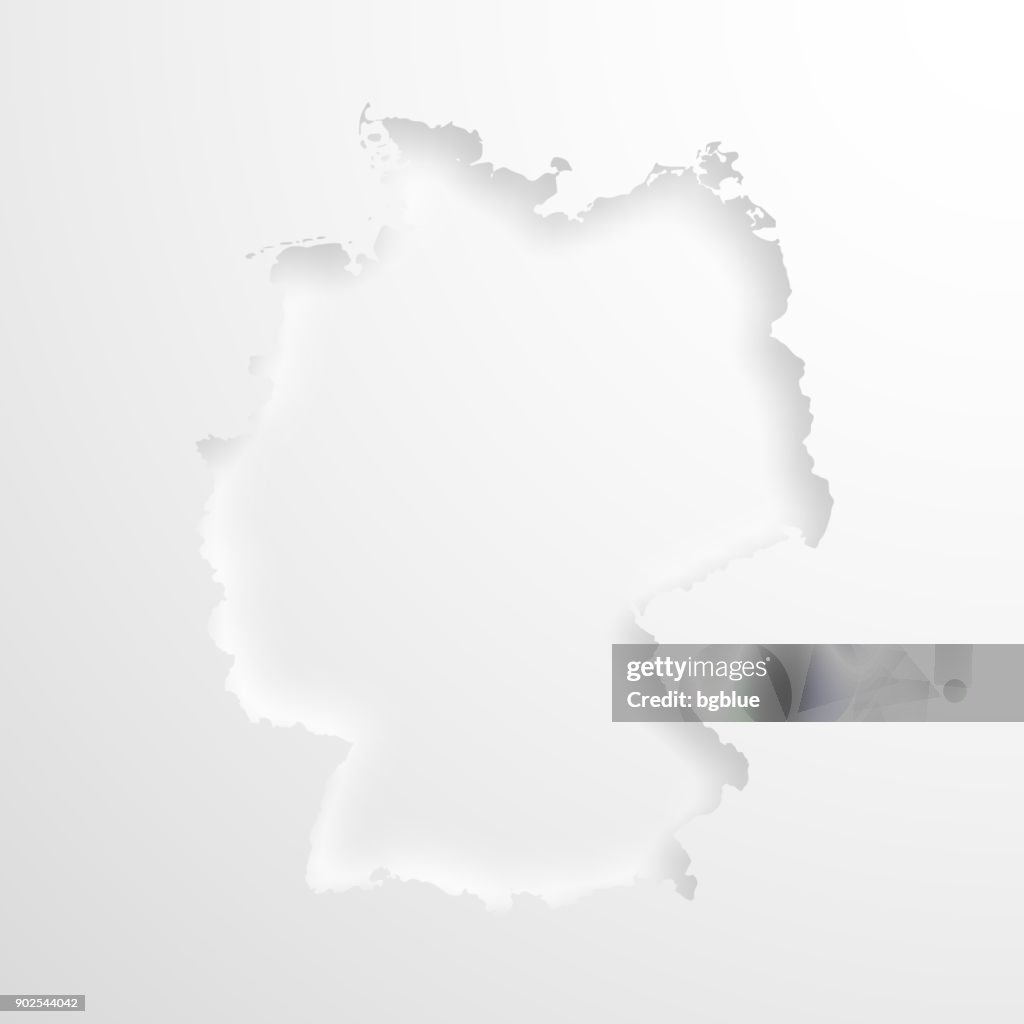 Germany map with embossed paper effect on blank background