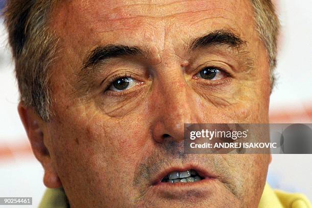 Serbia's national football team coach Radomir Antic speaks during a press conference on September 1, 2009 in Belgrade. The Serbian national football...