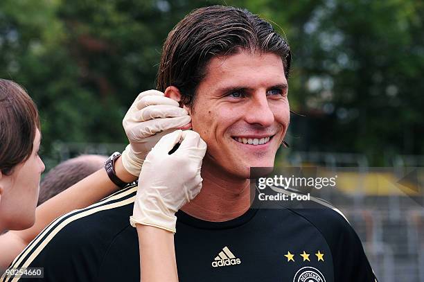 Mario Gomez of Germany is seen during a fitness test at the Suedstadion Koeln on September 1, 2009 in Cologne, Germany.