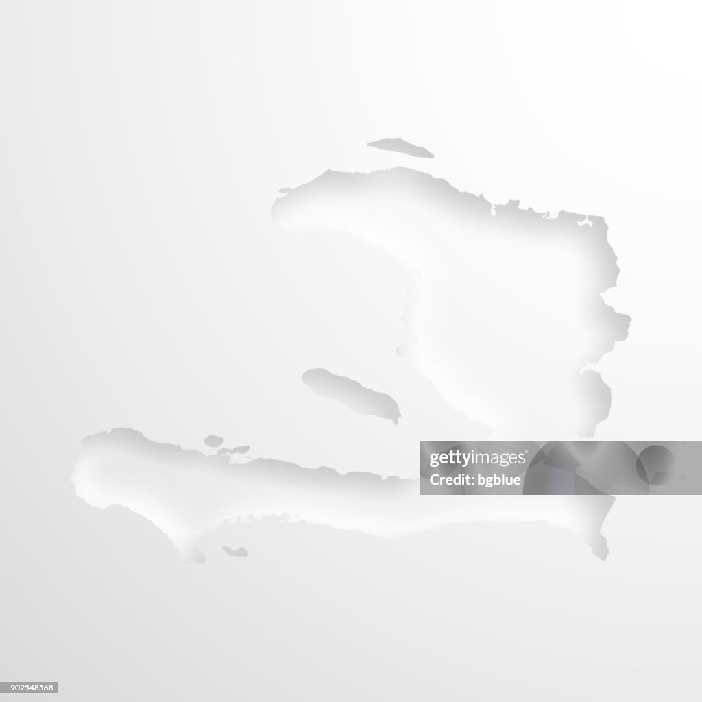 Haiti map with embossed paper effect on blank background