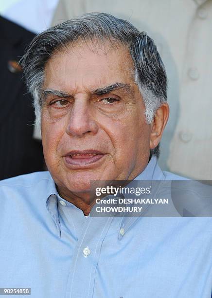 Tata Group Chairman Ratan Tata gives a press conference in Kolkata on September 1, 2009. India's Tata group moved out of an unfinished factory built...