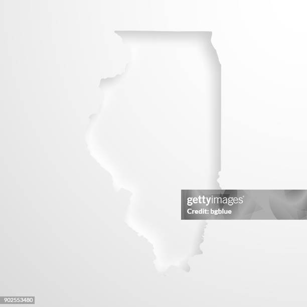 illinois map with embossed paper effect on blank background - illinois map vector stock illustrations