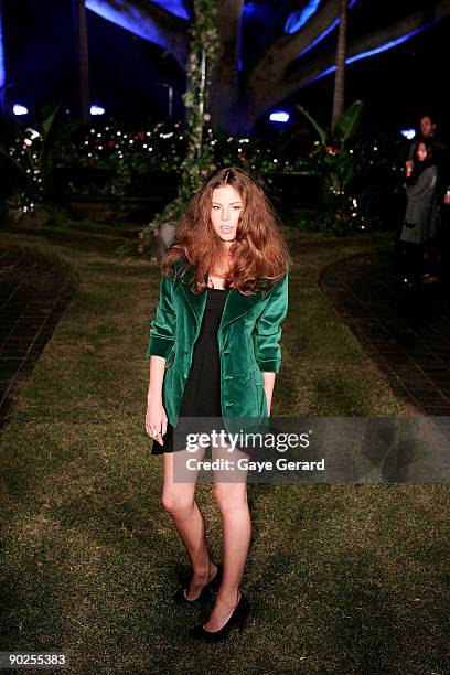 Model wears designs by "Love Chile"during the "Night of the Butterfly" charity fashion parade and party hosted by Faye Delanty's Love Chile brand in...