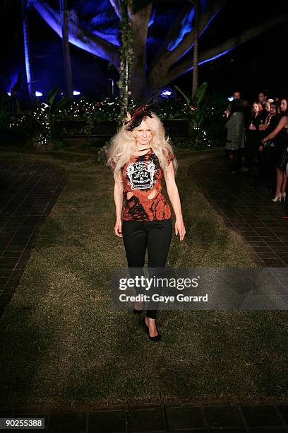 Model wears designs by "Love Chile"during the "Night of the Butterfly" charity fashion parade and party hosted by Faye Delanty's Love Chile brand in...