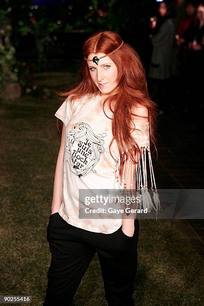 Model wears designs by "Love Chile"during the "Night of the Butterfly" charity fashion parade and party hosted by Faye Delanty's Love Chile brand in...