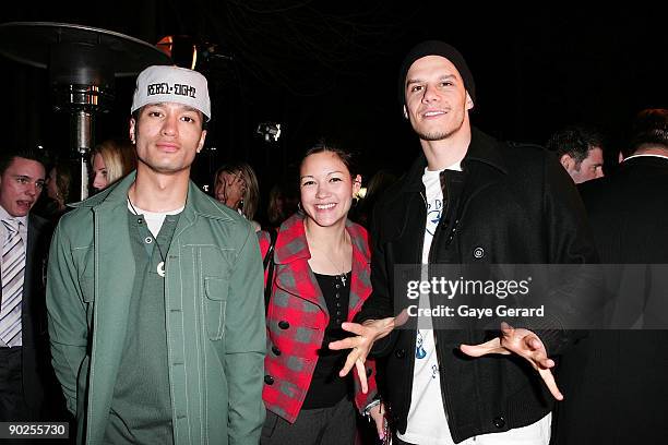 Kurv, Melinda Ianco and Nacho Pop from "So You Think You Can Dance" attend the "Night of the Butterfly" charity fashion parade and party hosted by...