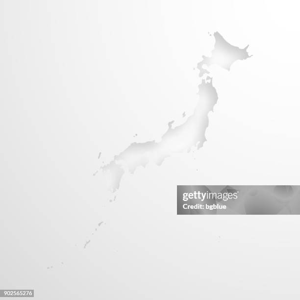 japan map with embossed paper effect on blank background - sea of japan or east sea stock illustrations