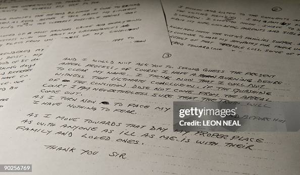 Hostage Note Examples A print of a hand-written note by convicted Lockerbie bomber... News ...