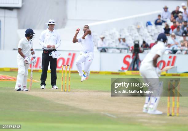 Vernon Philander of South Africa during day 4 of the 1st Sunfoil Test match between South Africa and India at PPC Newlands on January 08, 2018 in...