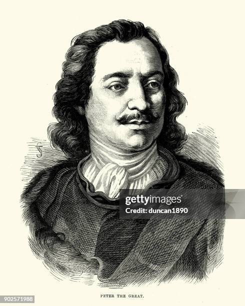 peter the great, tsar of russia - peter i of russia stock illustrations