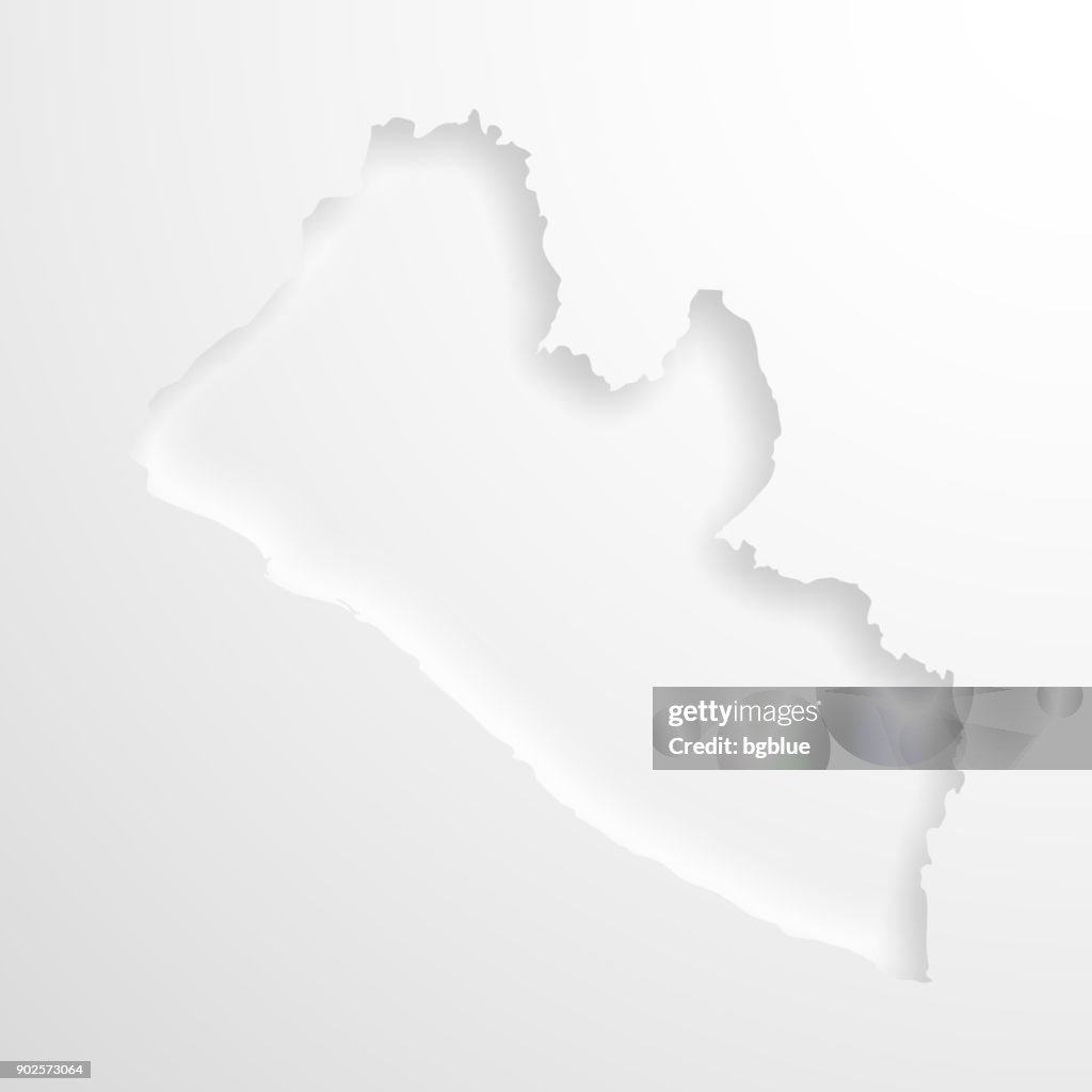 Mapa da Libéria com efeito papel gravado no fundo em branco