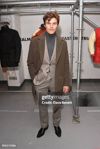 Oliver Cheshire attends the Belstaff presentation during London Fashion Week Men's January 2018 at The Vinyl Factory Gallery on January 8, 2018 in...