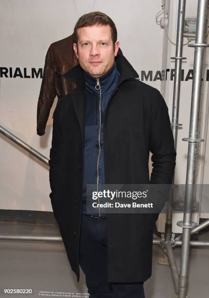 Dermot O'Leary attends the Belstaff presentation during London Fashion Week Men's January 2018 at The Vinyl Factory Gallery on January 8, 2018 in...