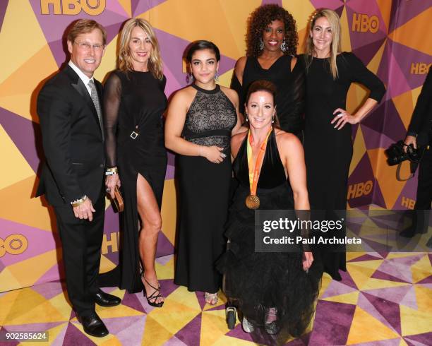 Olympic Athletes Bart Conner, Nadia Comaneci, Laurie Hernandez, Tatyana McFadden, Jackie Joyner-Kersee and Summer Sanders attend HBO's official...