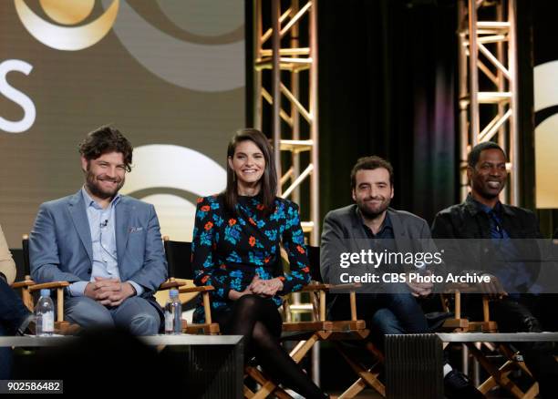 The cast and Executive Producers of the CBS series LIVING BIBLICALLY at the TCA Winter Press Tour 2018 on Monday January 6, 2018 at the Langham...