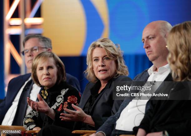 Executive Producers of various CBS series discuss POLITICS & SOCIAL ISSUES ON TELEVISION, at the TCA Winter Press Tour 2018 on Monday January 6, 2018...
