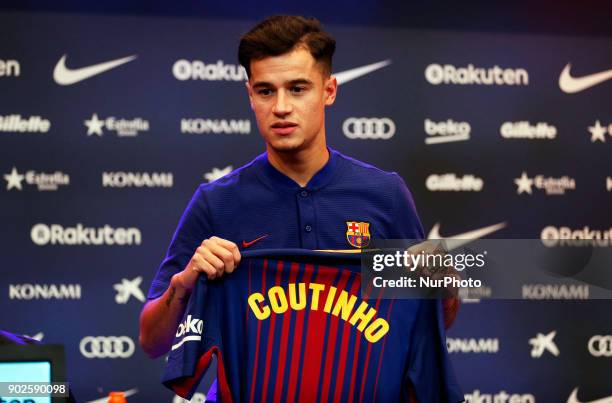Presentation of Philippe Coutinho as a new player of FC Barcelona, in Barcelona, on January 08, 2018.