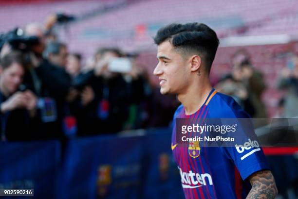 Presentation of Philippe Coutinho as a new player of FC Barcelona, in Barcelona, on January 08, 2018.