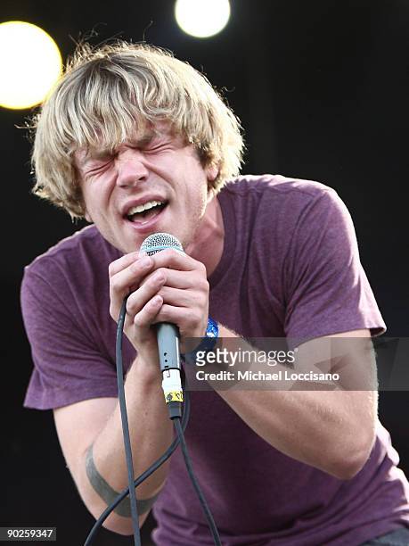 Musician Matt Shultz of Cage The Elephant performs on stage during the 2009 All Points West Music & Arts Festival at Liberty State Park on August 1,...
