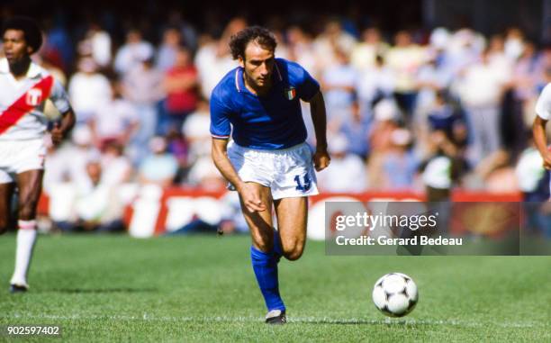 Francesco Graziani of Italy during the World Cup match between Italy and Peru at Balaidos Stadium, Vigo, Spain on 18h June 1982