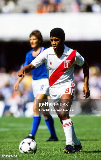 Julio Cesar Uribe of Peru during the World Cup match between Italy and Peru at Balaidos Stadium, Vigo, Spain on 18h June 1982