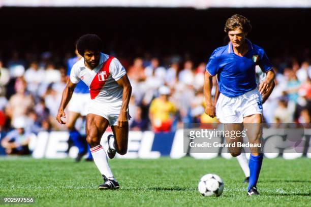 Giancarlo Antognoni of Italy during the World Cup match between Italy and Peru at Balaidos Stadium, Vigo, Spain on 18h June 1982