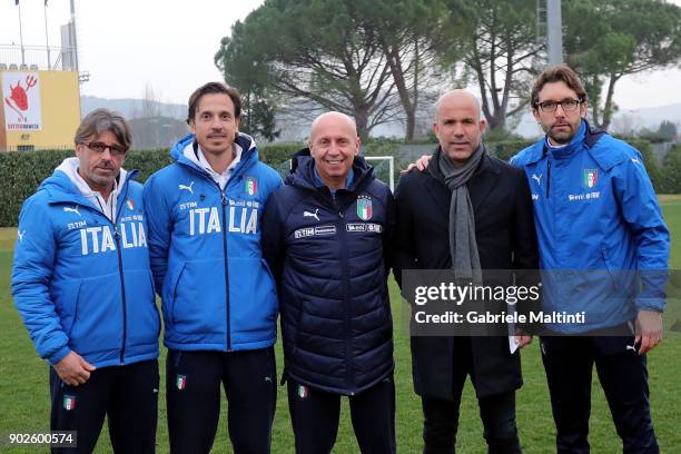 Albergo Evani, Daniele Franceschini, Maurizio Viscidi, Luigi Di Biagio and Federico Guidi of FIGC during the at Coverciano 'Torneo Dei Gironi'...