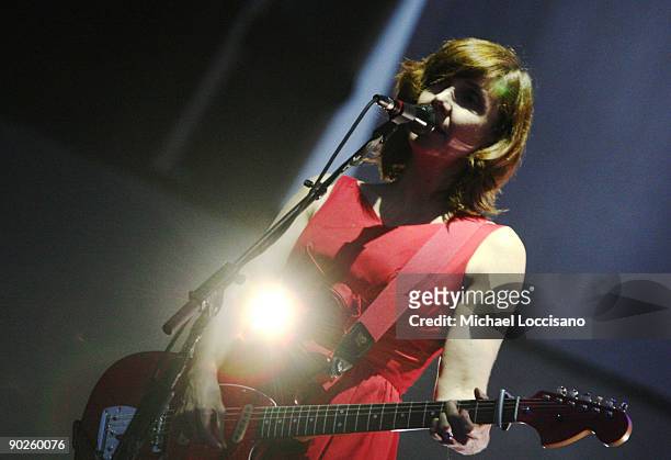 My Bloody Valentine performs on stage during the 2009 All Points West Music & Arts Festival at Liberty State Park on August 1, 2009 in Jersey City,...