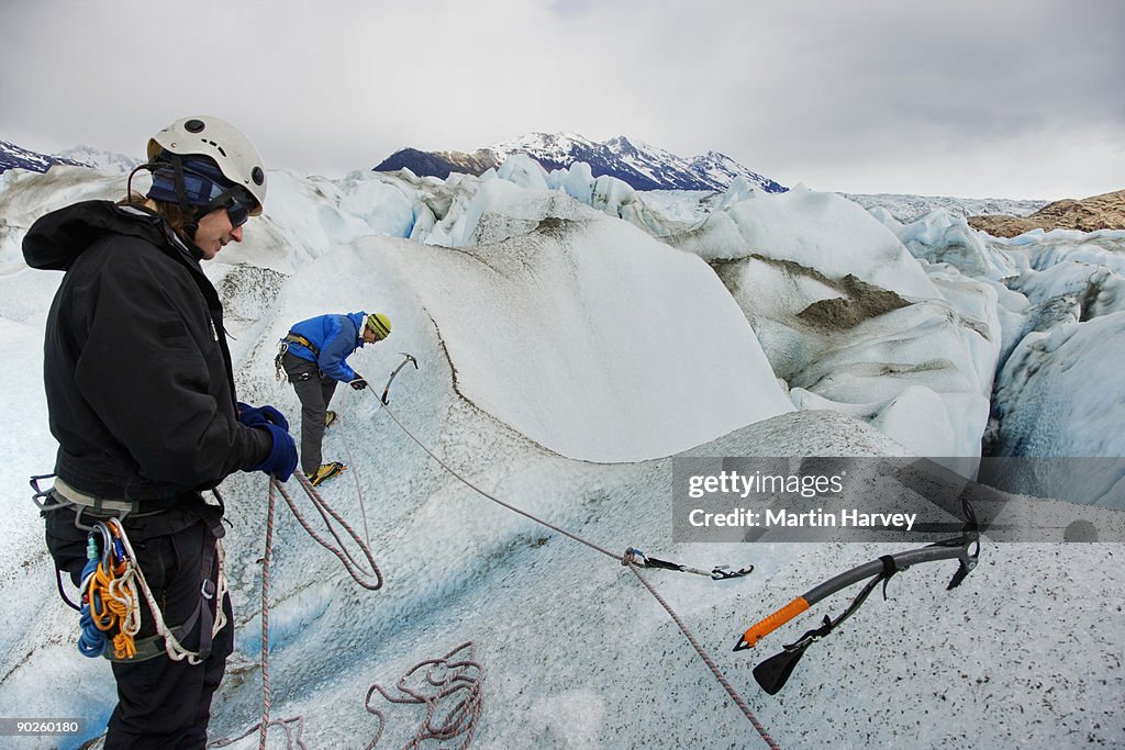 People on frozen mountainside