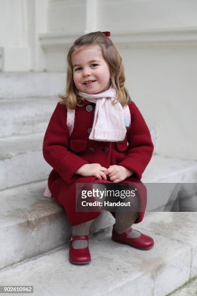 In this handout photo supplied by the Duke and Duchess of Cambridge, Princess Charlotte poses for a photograph taken by her mother, Catherine,...