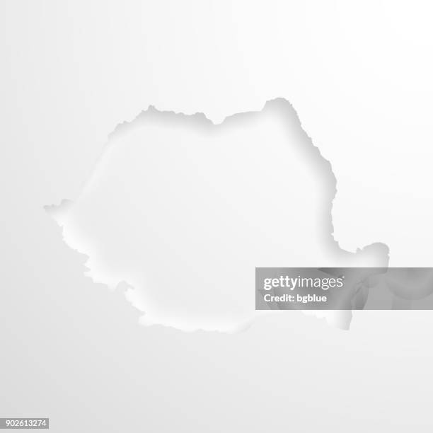 romania map with embossed paper effect on blank background - romania map stock illustrations