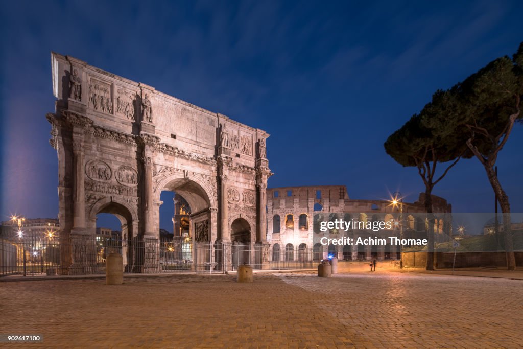 Arch of Constantine and Colosseum, Rome, Italy, Europe