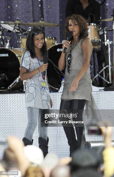 Bobbi Kristina Brown and Whitney Houston perform on ABC's "Good Morning America" on September 1, 2009 in New York City.