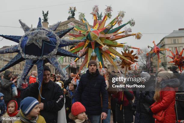 Huge crowd during the Christmas Stars Parade that take place in Lviv on the second day of Christmas and run from Rynok Square and finishes Svobody...